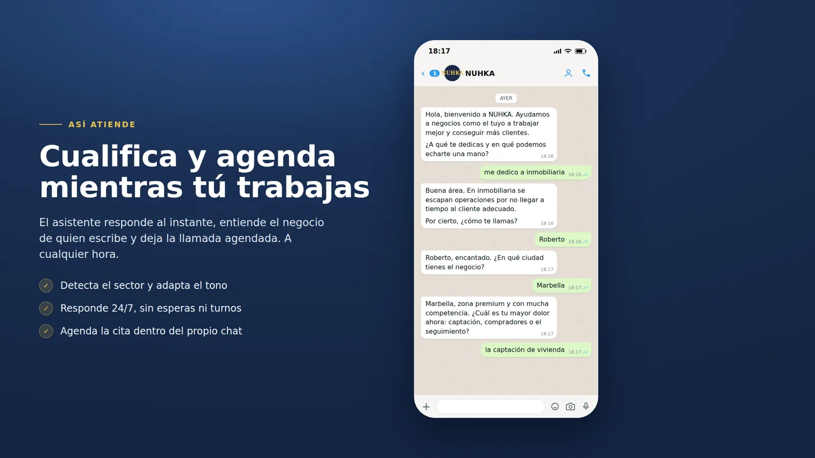 El asistente de WhatsApp que cualifica y agenda