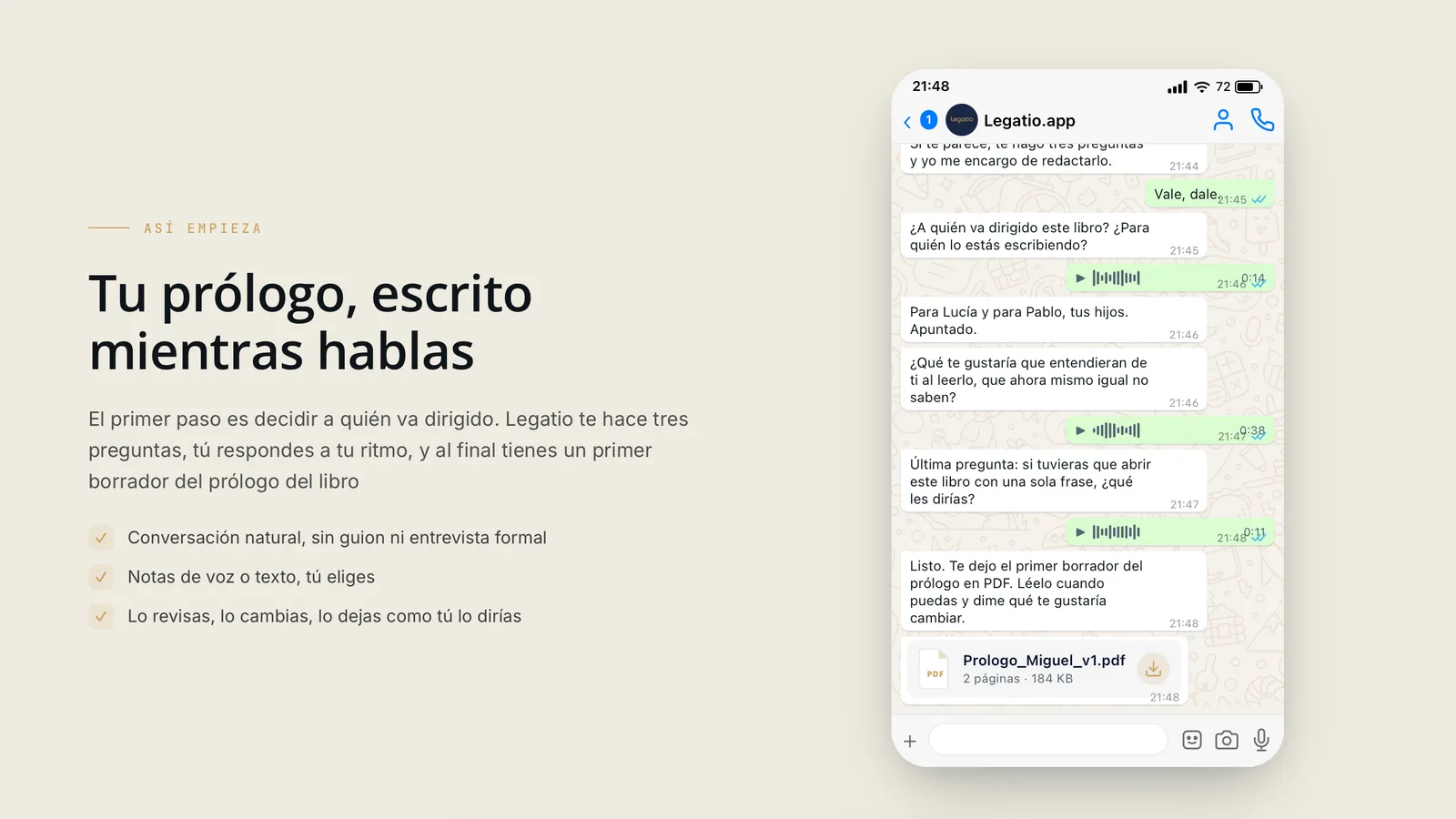 Un bot que recoge la historia de una vida